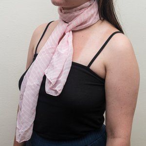 PINK STRIPED SKINNY SCARF